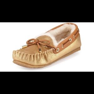 Tory Burch Maxwell Moccasins Gold/Tan Size 9 New!